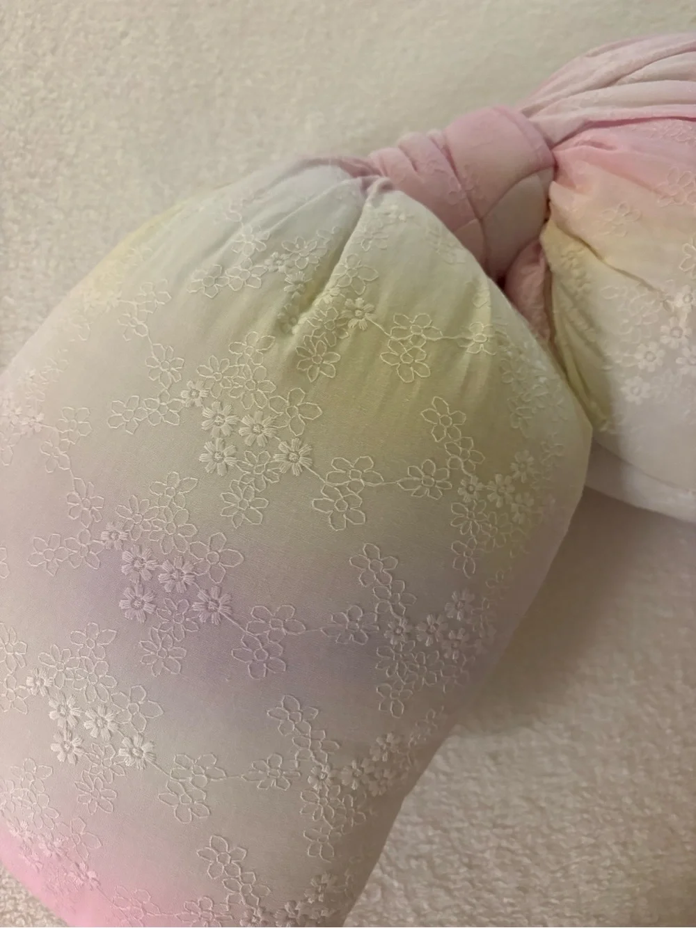 LoveShackFancy Pastel Flower Tie-dye Pink Yellow Oversized Bedrest Bow Pillow